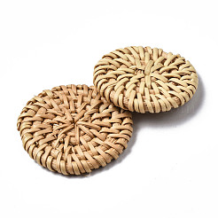 Handmade Reed Cane/Rattan Woven Beads&nbsp;WOVE-S119-22