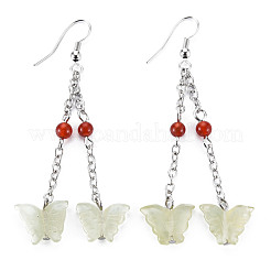 Butterfly Natural New Jade Dangle Earrings for Girl Women&nbsp;EJEW-S212-002
