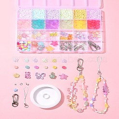 Glass with Transparent Acrylic Beads for DIY Mobile Phone Chain Making Kit&nbsp;DIY-FS0006-74A