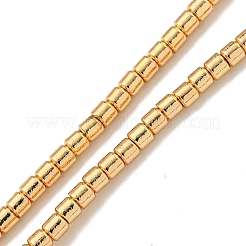 電気めっき合成非磁性ヘマタイト ビーズ 連売り  コラム  ライトゴールドメッキ  2x2mm  穴：0.7mm  約185個/連  15.79''（40.1センチメートル）&nbsp;G-I360-D01-02
