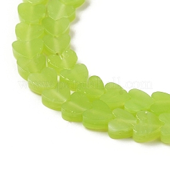 手作りランプワークビーズ連売り  ハート  黄緑  6x6x2~2.5mm  穴：1mm  約77個/連  15.75''~16.14''（40~41センチメートル）&nbsp;LAMP-Q035-01E