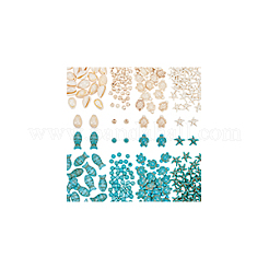 DIY Synthetic Turquoise & Natural Cowrie Shell Beads Jewelry Making Findings Kits&nbsp;DIY-NB0012-57