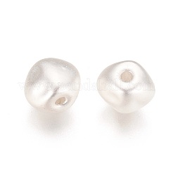 真鍮ビーズ  長持ちメッキ  オーバル  マットシルバーカラー  7x5.5x5.5mm  穴：1mm&nbsp;KK-K238-25MS