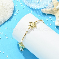 304 Stainless Steel & Round Shell Pearl Beads Link Bracelets&nbsp;BJEW-JB13977-01