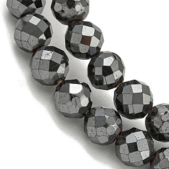 非磁性合成ヘマタイトビーズ連売り  多面カット  ラウンド  6mm  穴：1mm  約66個/連  15.75''（40センチメートル）&nbsp;G-I365-16B