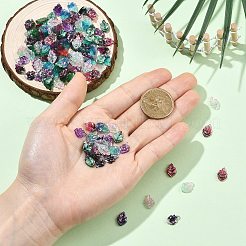 ツートン樹脂ペンダント200個  葉のチャーム  グリッターパウダー付き  ミックスカラー  11x7.5x2mm  穴：1mm&nbsp;RESI-CJ0005-55