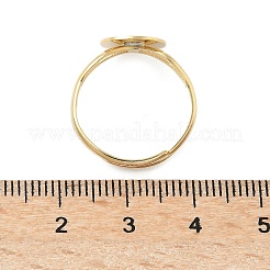 調整可能なブラス パッド リング設定  平らなブランクの丸い指輪ベーストレイ  ラックめっき  長持ちメッキ  鉛フリー＆カドミウムフリー  24KGP本金メッキ  トレイ：10mm  3mm  内径：17mm&nbsp;KK-K414-05A-G