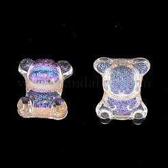 クリア樹脂カボション  グリッターパウダー付き  クマ  ミックスカラー  10x8x3mm&nbsp;CRES-N030-026-B