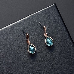 Teardrop Alloy Glass Pendant Necklaces & Stud Dangle Earrings Sets for Women&nbsp;WGD12E0-02