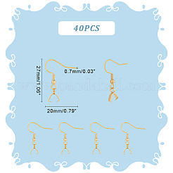 304ステンレススチールピアスフック40個  ピンチベイル付きイヤーワイヤー  ゴールドカラー  27x20mm  ピン：0.7mm&nbsp;STAS-UN0047-52