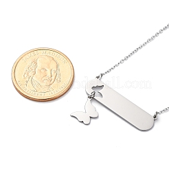 304ステンレススチール製バタフライペンダントアズキチェーンネックレス（女性用）  ステンレス鋼色  17.52インチ（44.5cm）  ペンダント：26x34x1mm&nbsp;NJEW-P320-01B-P