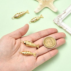 4個2スタイル真鍮ペンダント  魚  18KGP本金メッキ  33.5~39.5x9~10x6.5~7.5mm  穴：1.5~2.5x3~4mm  2個/スタイル&nbsp;KK-CJ0005-58