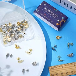 40Pcs 2 Color 201 Stainless Steel Oval Stud Earring Findings&nbsp;STAS-SC0005-29