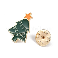 クリスマス合金エナメルピン  衣類用バックパック  ゴールドカラー  クリスマスツリー  23x16.5mm&nbsp;AJEW-A056-05A