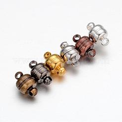 ループ付き真鍮製マグネットクラスプ  オーバル  ミックスカラー  12x7mm  穴：1.5mm&nbsp;KK-H361-M