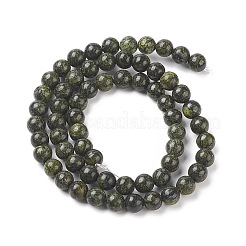 天然蛇紋岩/グリーンレースストーンビーズ連売り  ラウンド  6mm  穴：1mm  約59~61個/連  14.8インチ&nbsp;X-G-S259-15-6mm-1