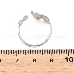 女性用304ステンレススチールカフオープンリング  蝶  ステンレス鋼色  11.5mm  usサイズ8 1/2(18.5mm)&nbsp;RJEW-A102-07P