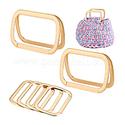 合金バッグハンドル  バッグ交換用アクセサリー  長方形  ライトゴールド  9.45x6.2x0.2cm  内径：7.95x4.7のCM&nbsp;FIND-WH0235-83