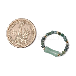 Natural Moss Agate Beaded Rings&nbsp;RJEW-TA00189