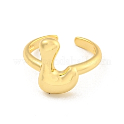 Brass Letter Open Cuff Rings for Women&nbsp;RJEW-G313-01L-G