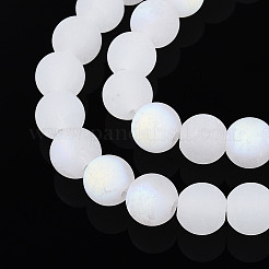 Frosted Imitation Jade Glass Beads Strands&nbsp;GLAA-T032-J8mm-MBB01