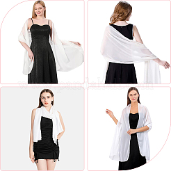 女性用シフォンショール  長方形  ホワイト  1900x450x0.5mm&nbsp;AJEW-WH20077-042A