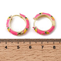 唐辛子模様の真鍮製エナメルフープピアス  ラックめっき  長持ちメッキ  カドミウムフリー＆鉛フリー  18KGP本金メッキ  ミックスカラー  19.5~20x5mm&nbsp;EJEW-G471-02G