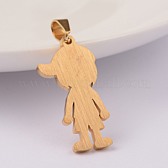 イオンプレーティング（IP）304ステンレスペンダント  男の子  ゴールドカラー  27x14x2mm  穴：6x4mm&nbsp;STAS-K162-092G