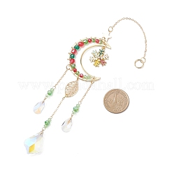 Brass Moon & Alloy Enamel  Snowflake Hanging Suncatchers&nbsp;HJEW-TA00410