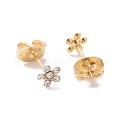 Rhinestone Flower Stud Earrings with 316L Surgical Stainless Steel Pins&nbsp;EJEW-P204-03G-02