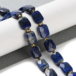 天然石ラピスラズリビーズ連売り  多面カット  長方形  10x8x4.5mm  穴：1mm  約31個/連  15.35''（39センチメートル）&nbsp;G-H061-A07-01