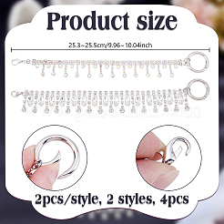 真鍮と鉄のガラスラインストーンチェーンブーツストラップチェーン  靴の装飾用  プラチナ  253~255mm  4個/セット&nbsp;HJEW-UN00051