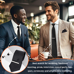 衣服アクセサリーキット  ポリエステル製のメンズスーツのネクタイとポケットチーフを含む  鉄&ポリエステル製カフス  合金ネクタイピン  ブラック&nbsp;FIND-GA0003-51A