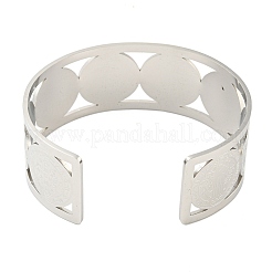 304 Stainless Steel Wide Hollow Saint Benedict Medal Open Cuff Bangles&nbsp;LS-BJEW-S154-01P