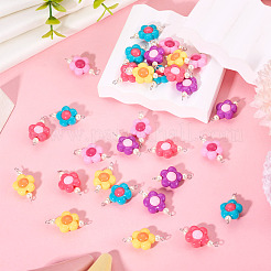 30Pcs 5 Colors Acrylic Beaded Connector Charms&nbsp;PALLOY-TAC0195