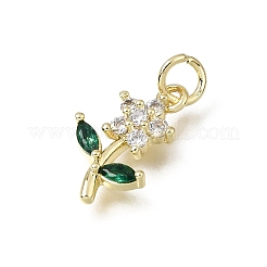 Brass Micro Pave Green Cubic Zirconia Pendants&nbsp;CU-L001-13G-02