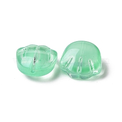透明なスプレー塗装ガラスビーズ  ベアクロウプリント  アクアマリン  14x14x7mm  穴：1mm&nbsp;GLAA-I050-12D