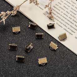 アイアン製カシメリボン止めエンドパーツ  長方形  アンティークブロンズ  8x8mm  穴：2mm  約5000個/袋&nbsp;E004Y-AB-01