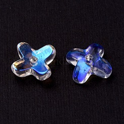 透明なスプレー塗装ガラスビーズ  ABカラーメッキ  キンモクセイの花  クリアAB  8x8x3mm  穴：0.9mm&nbsp;GLAA-YW0003-10