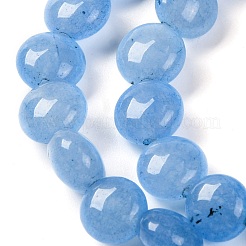天然石アクアマリンビーズ連売り  染め  フラットラウンド  7.5~8x4.5~5mm  穴：1.2mm  約50~51個  14.57~15.35インチ（37~39cm）&nbsp;G-T047-A06-01
