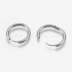 変色しにくい201ステンレススチール製ハギーフープピアス金具  304ステンレスピン付き  ステンレス鋼色  20x20.5x2.5mm  10ゲージ  ピン：0.9mm&nbsp;STAS-F149-33P-A