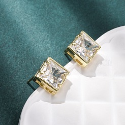 Brass Micro Pave Clear Cubic Zirconia Stud Earrings&nbsp;EJEW-C174-02B-G