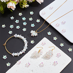 ランプワークビーズキャップ160種類2個  5  - 花びらの花  クリアAB  10~10.5x11x3.5~4.5mm  穴：1.2~1.4mm  80個/スタイル&nbsp;FIND-NB0007-25