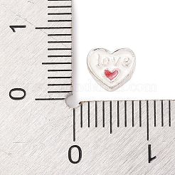925スターリングシルバービーズ  エナメル  ハート  レッド  5.5x6.5x3.5mm  穴：1.3mm&nbsp;STER-F056-02S-02
