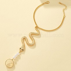 亜鉛合金 蛇 指輪 ブレスレット  女性用カーブチェーンブレスレット  ゴールドカラー  160mm&nbsp;WG4BA54-01