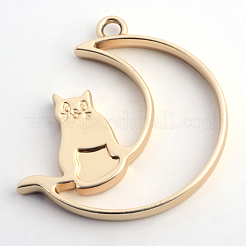 Matte Style Rack Plating Alloy Kitten Open Back Bezel Pendants&nbsp;PALLOY-S047-38C-FF