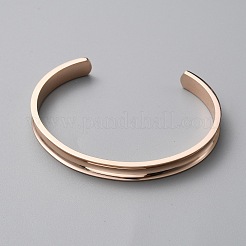 304ステンレススチール製溝付きオープンカフバングル（女性用）  ローズゴールド  1/4インチ（0.6cm）  内径：2-1/4x1-1/8インチ（5.8x3cm）&nbsp;LS-BJEW-WH0009-11RG