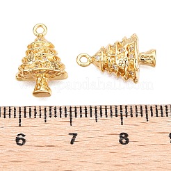 Christmas Theme Brass Pave Clear Cubic Zirconia Charms&nbsp;KK-T073-06G