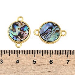 Brass Pave Natural Paua Shell Connector Charms&nbsp;KK-M299-01D-G