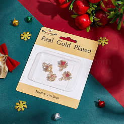 真鍮マイクロパヴェカラフルグレードAAAキュービックジルコニアペンダント  エナメルと丸カン付き  長持ちメッキ  カドミウムフリー＆鉛フリー  クリスマス鐘  18x17x10mm  穴：2mm  4pc&nbsp;KK-BBC0015-36D